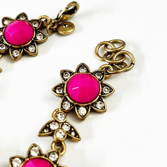 J. Crew Hot Pink Crystal Flower Bird Bracelet - Picture 4 of 6